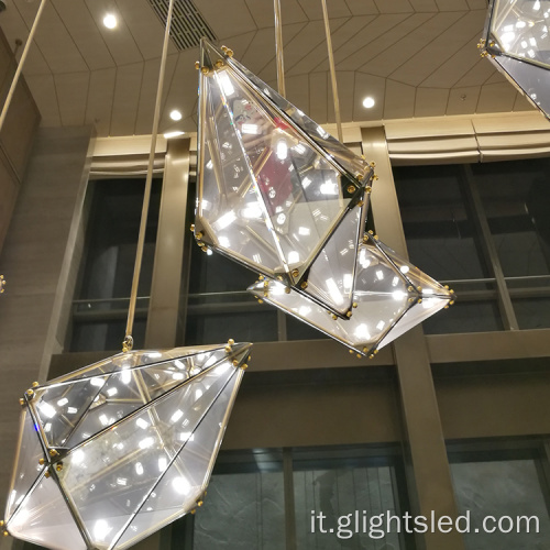 Crystal di vetro a buon mercato moderno decorazione interno decorazione a sospensione lampadario personalizzabile
